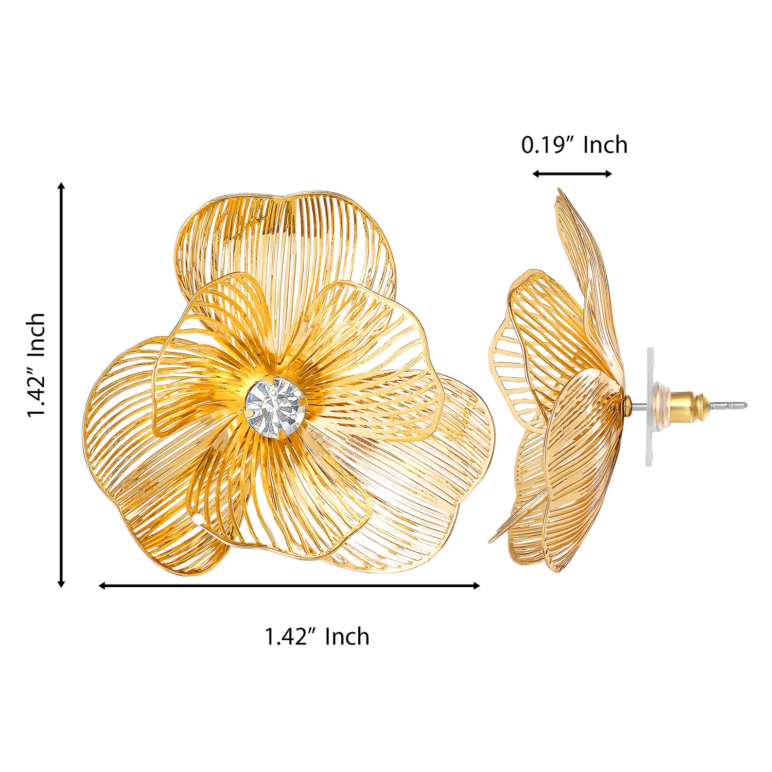 Jessica Simpson Textured Gold-Tone Petal Flower Stud Earrings