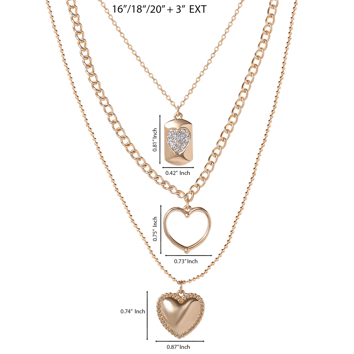 Jessica Simpson Gold-Tone Multi-Charm Heart Layered Necklace Set