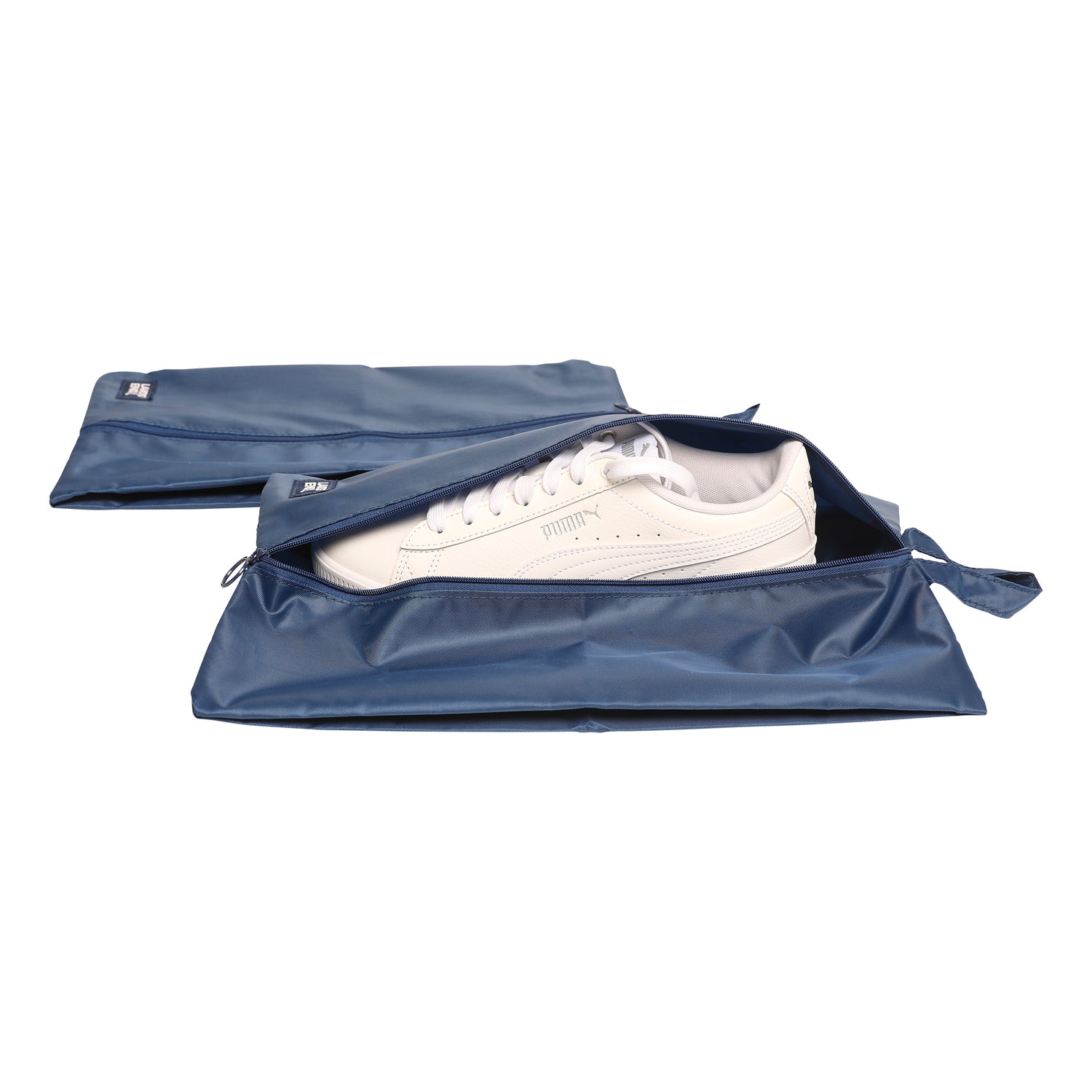 Lands' End Shoe Bags for Travel Set of 2, Polyester Canvas Shoe Travel Bag with Zipper Closure (Navy)