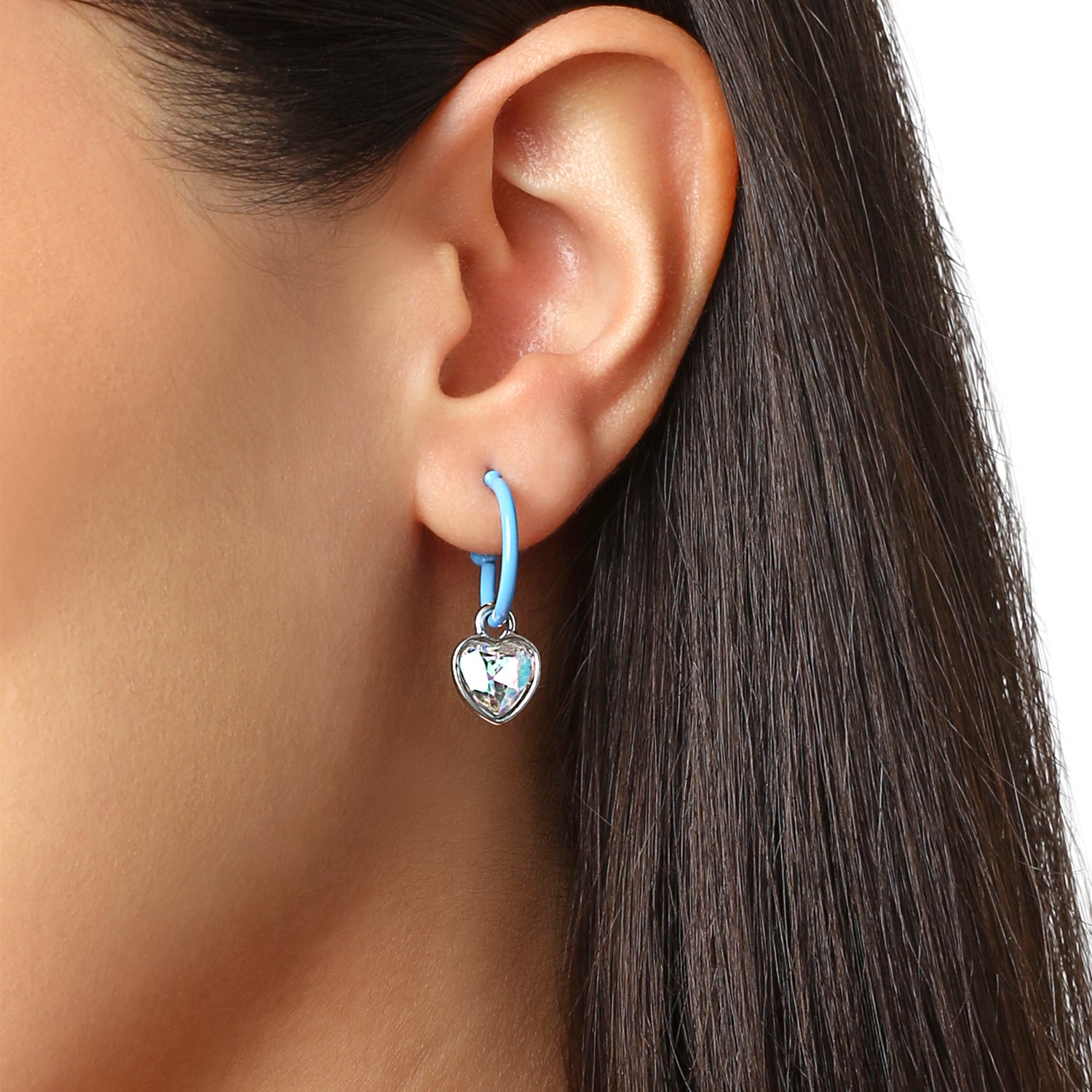 Disney Stitch Charm Hoop Earring Set, 3 Pairs with Interchangeable Charms, Silver‑Tone
