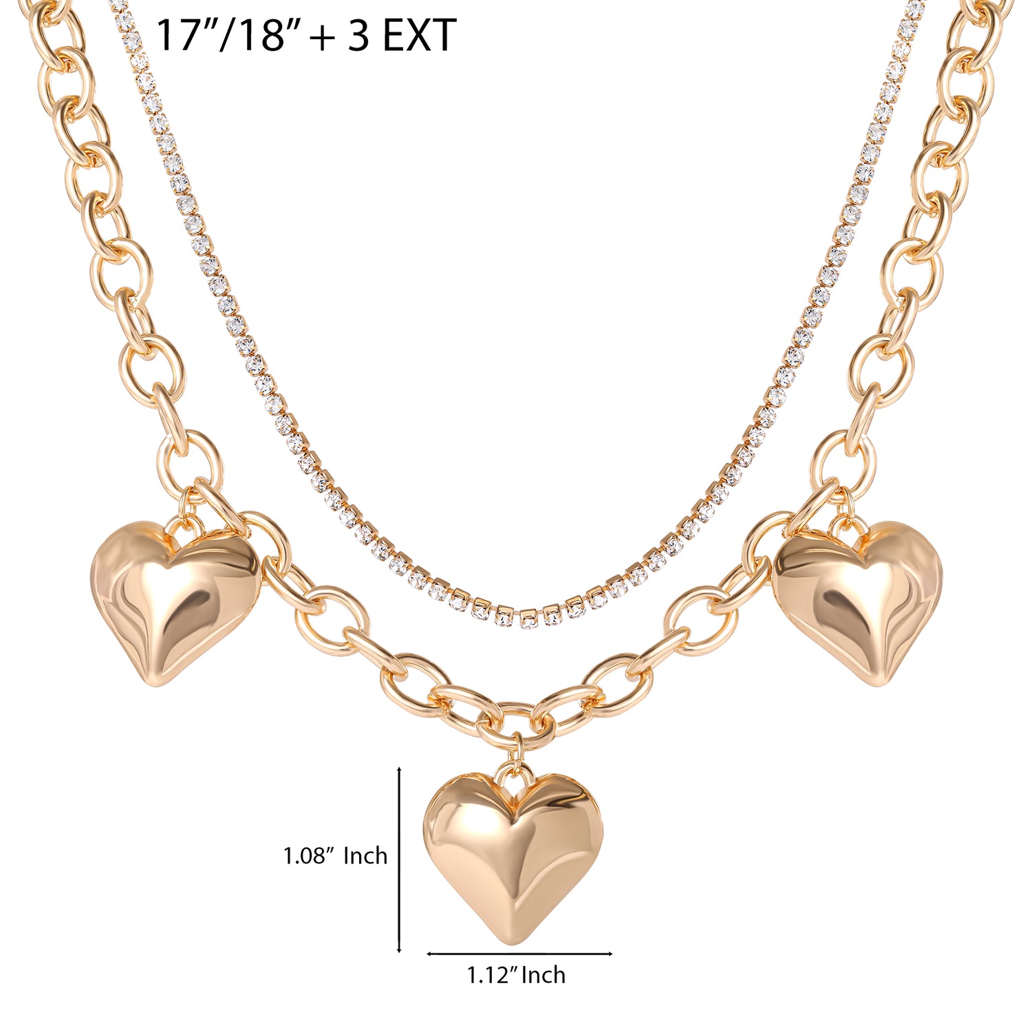 JS Jessica Simpson Triple Heart Statement Necklace