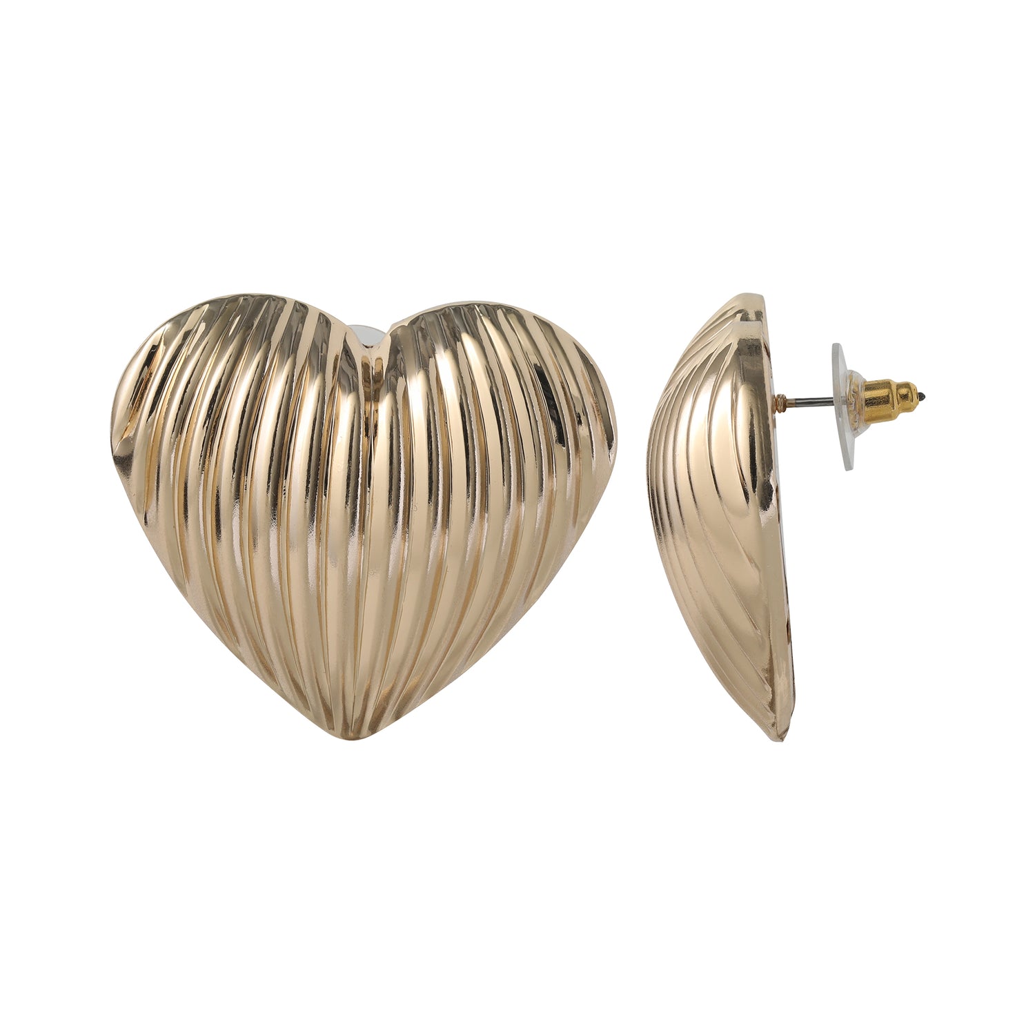 BCBG Generation Ribbed Heart Button Earrings