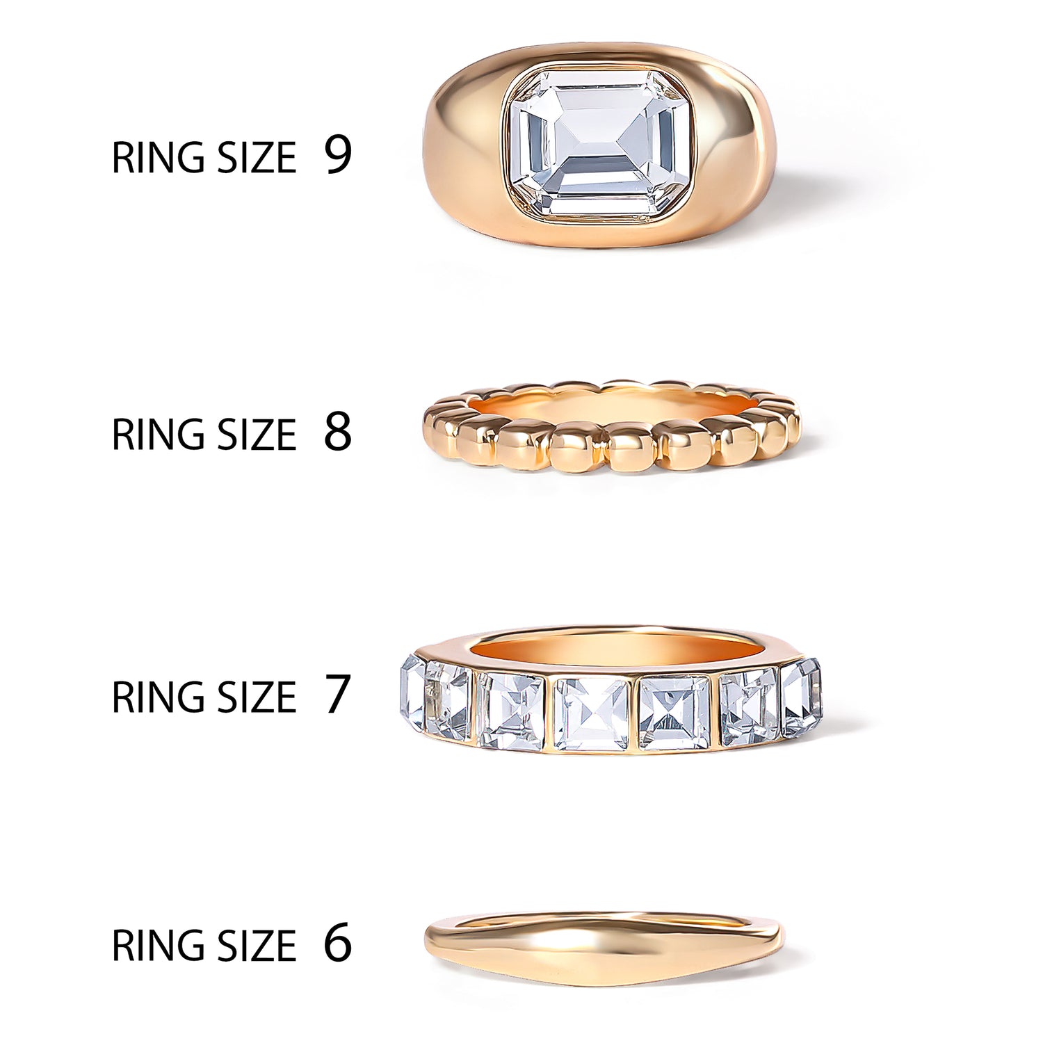 Jessica Simpson 4-Piece Textured Gold-Tone Ring Set