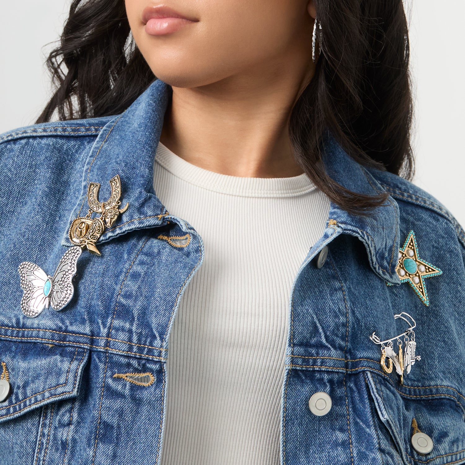 Jessica Simpson Gold-Tone Rodeo Brooch with Western Charms
