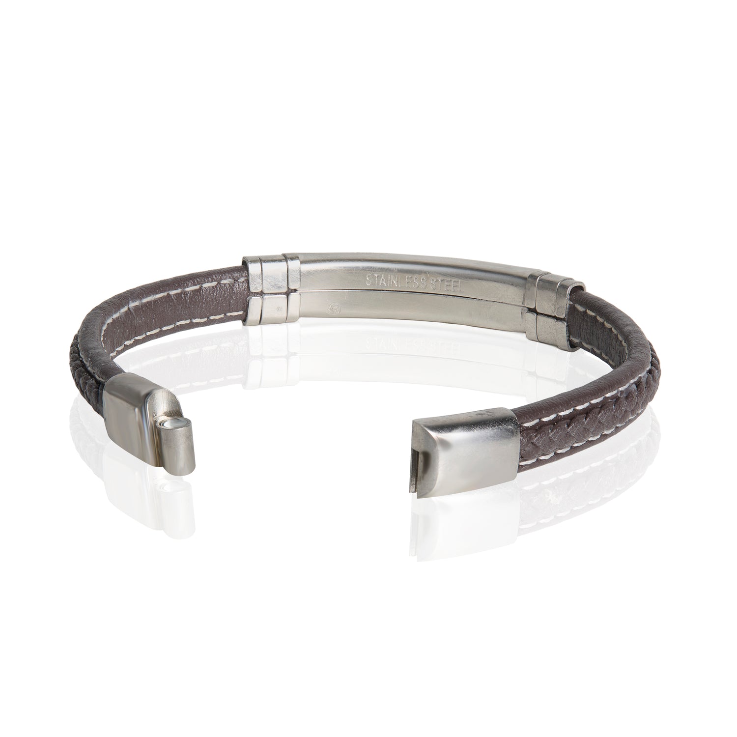 Lucky Brand Microfiber Leather and Stainless Steel ID Bracelet for Men - 8.5''