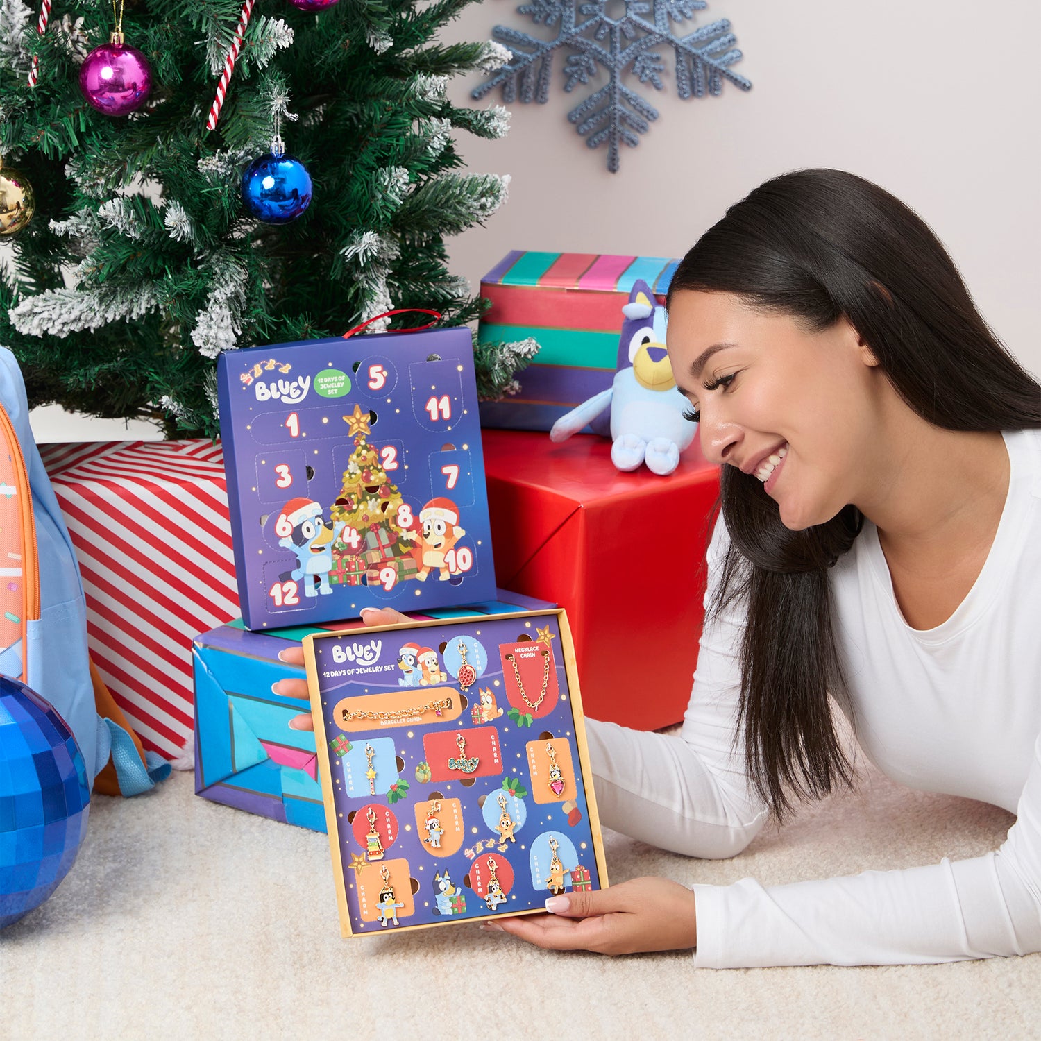 Bluey Charm Jewelry Advent Set with Necklace and Bracelet Chains Interchangable Charms