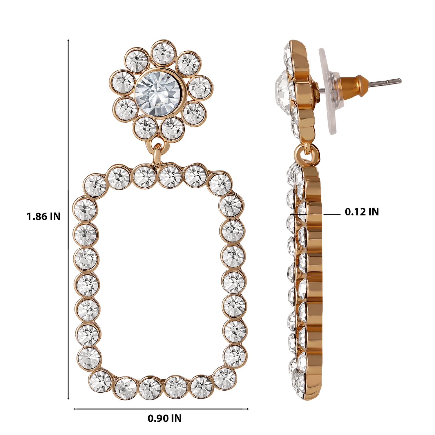 JS Jessica Simpson Gold-Tone Pave Rectangle Drop Earrings