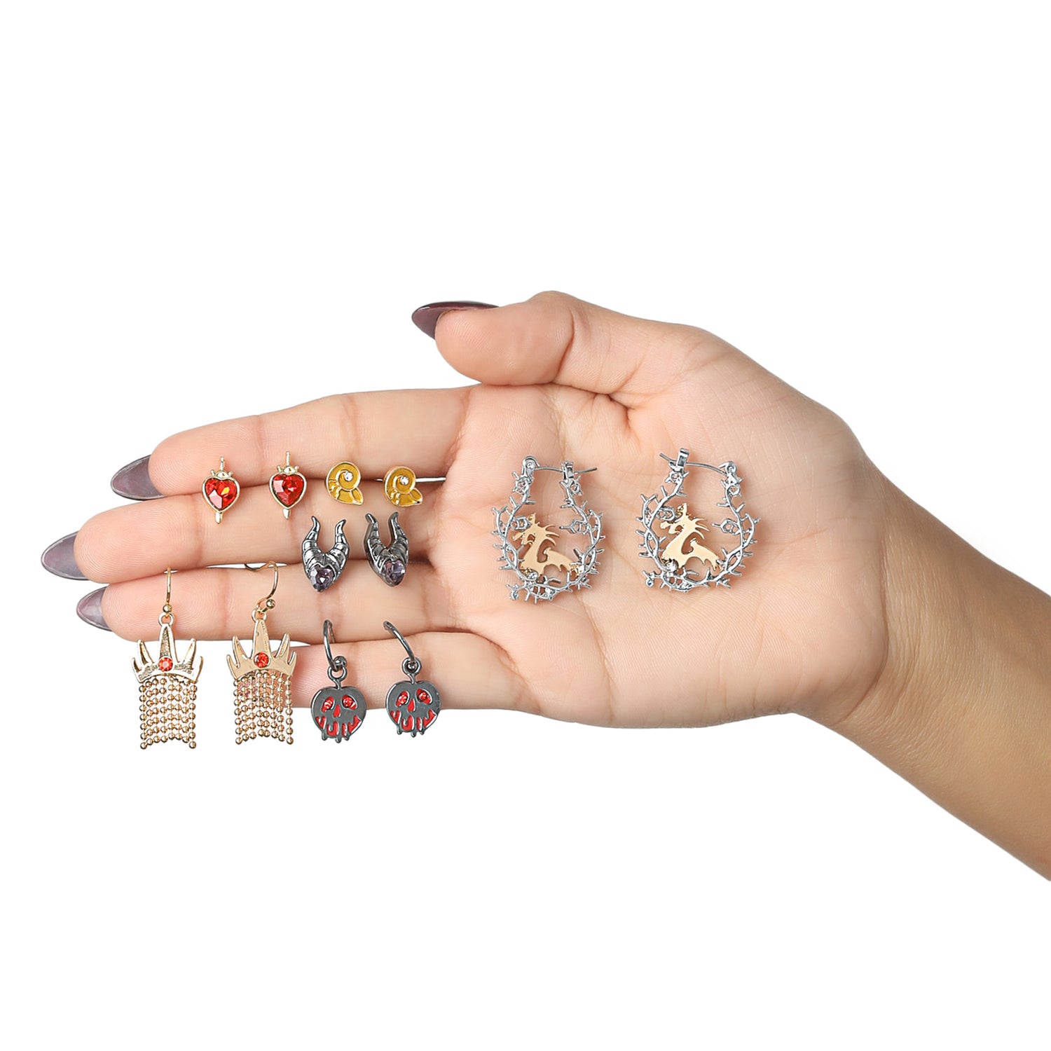Disney Villains Earrings for Women Official License, 6-Pack