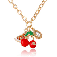Juicy Couture Cherry & Watermelon Charm Necklace - 18 + 2''
