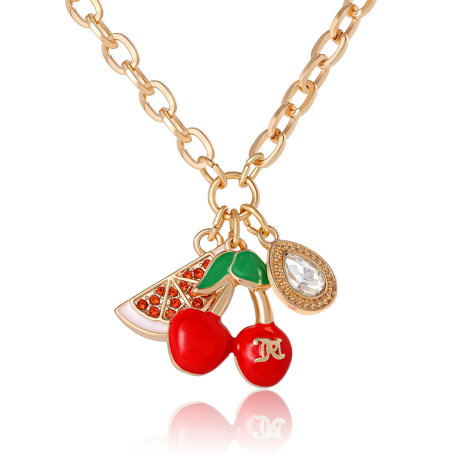 Juicy Couture Cherry & Watermelon Charm Necklace - 18 + 2''