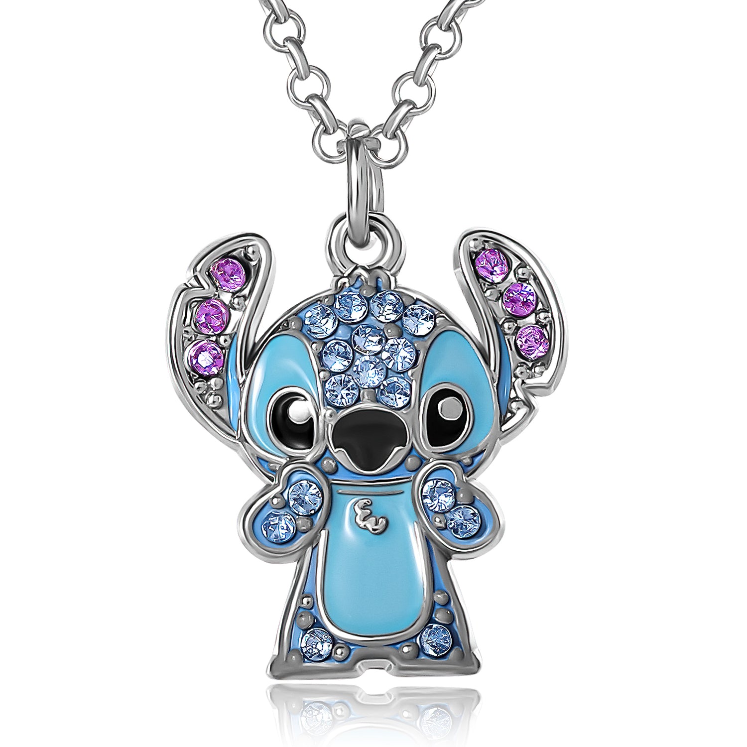 Disney Stitch Necklace for Women Official License, 16"+3" Fashion Pave Crystal Stitch Jewelry Gifts