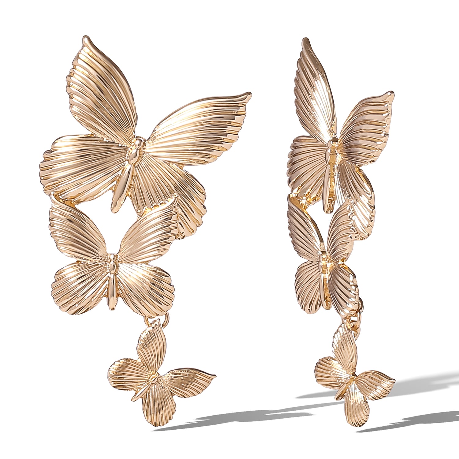 JS Jessica Simpson Cascading Butterfly Drop Earrings in Gold-Tone