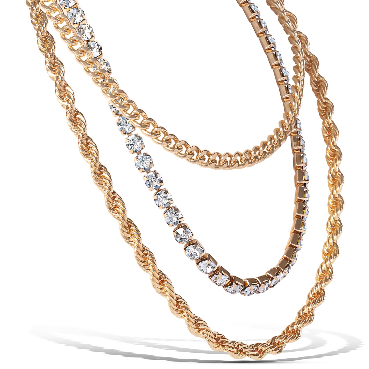 JS Jessica Simpson 3-Piece Twisted Chain Link Necklace Set