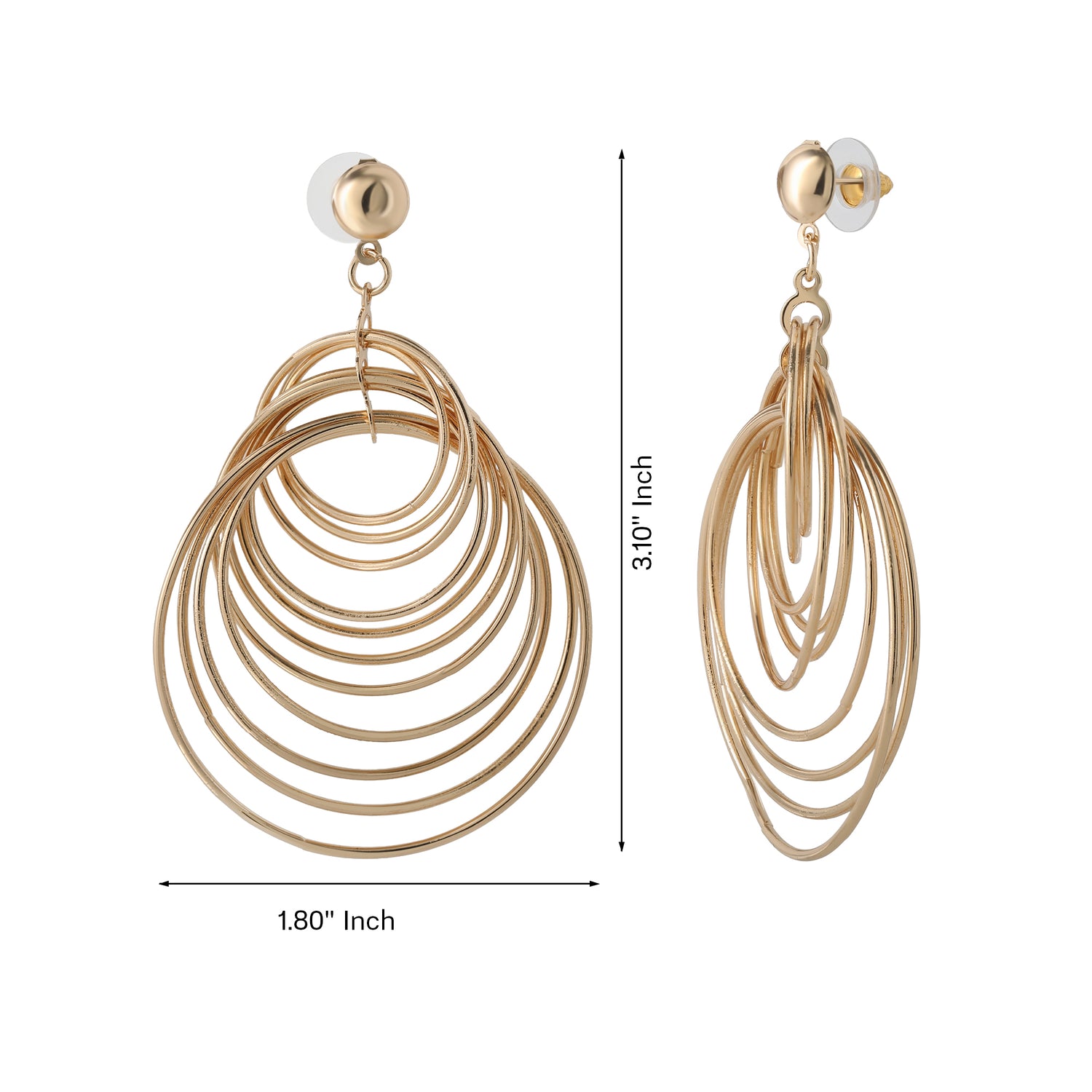 Jessica Simpson Multi Hoop Drop Earrings Yellow Gold-Tone, Statement Hoops