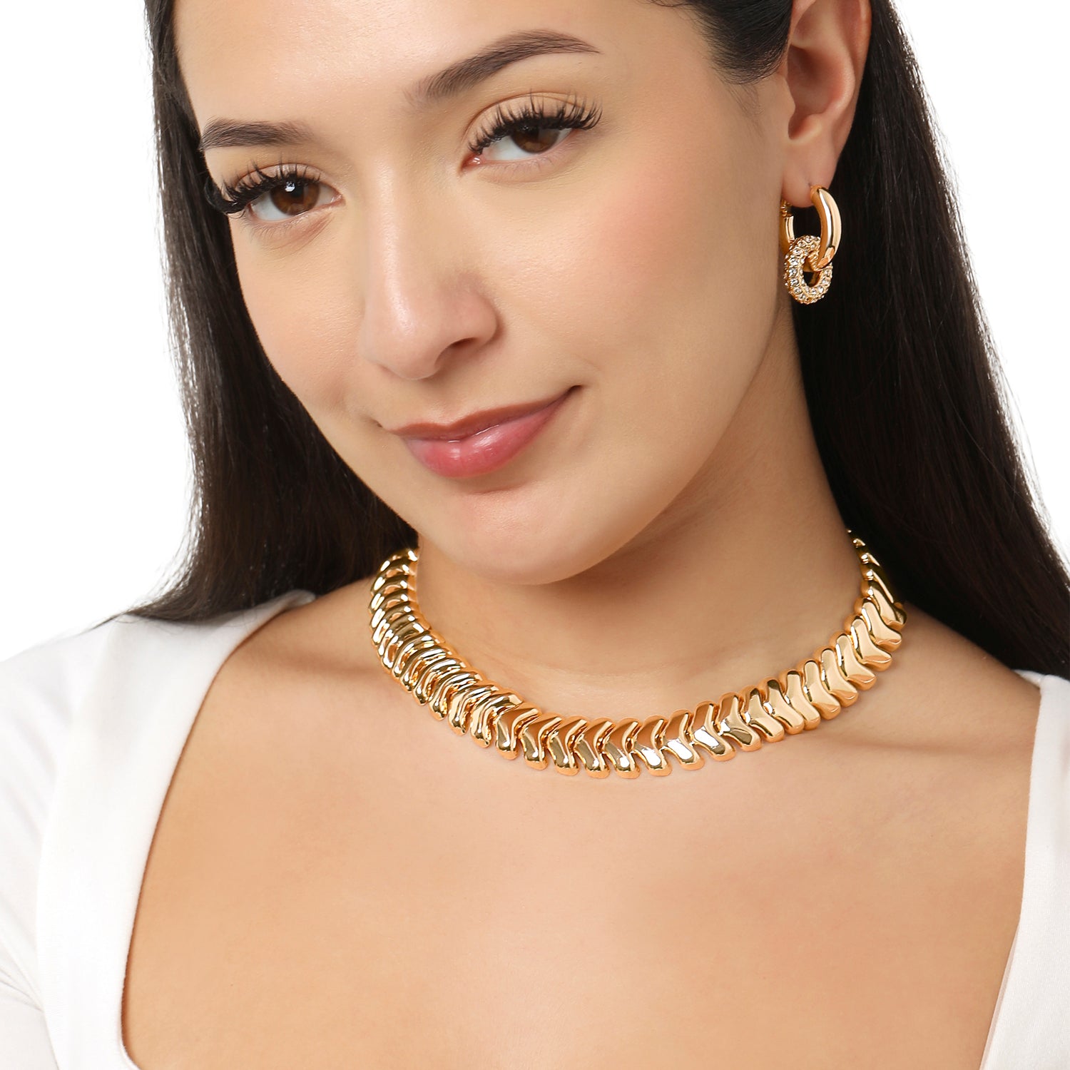 BCBG Chunky Gold-Tone Chevron Chain Necklace - 15 + 3.5''