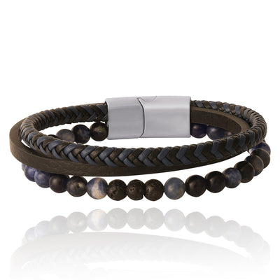 Lucky Brand Stainless Steel (316L) Blue 3-Row Bracelet