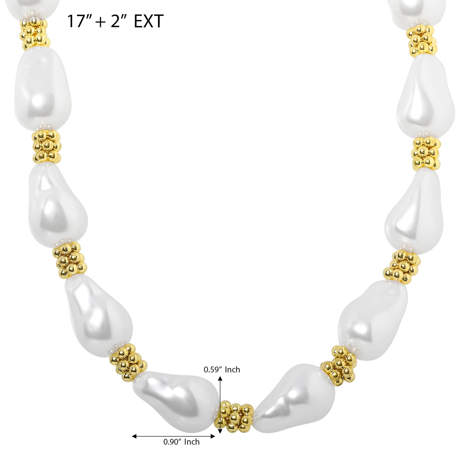 BGBG Gold and Pearl Necklace Chunky, 17" + 2", Statement Jewelry