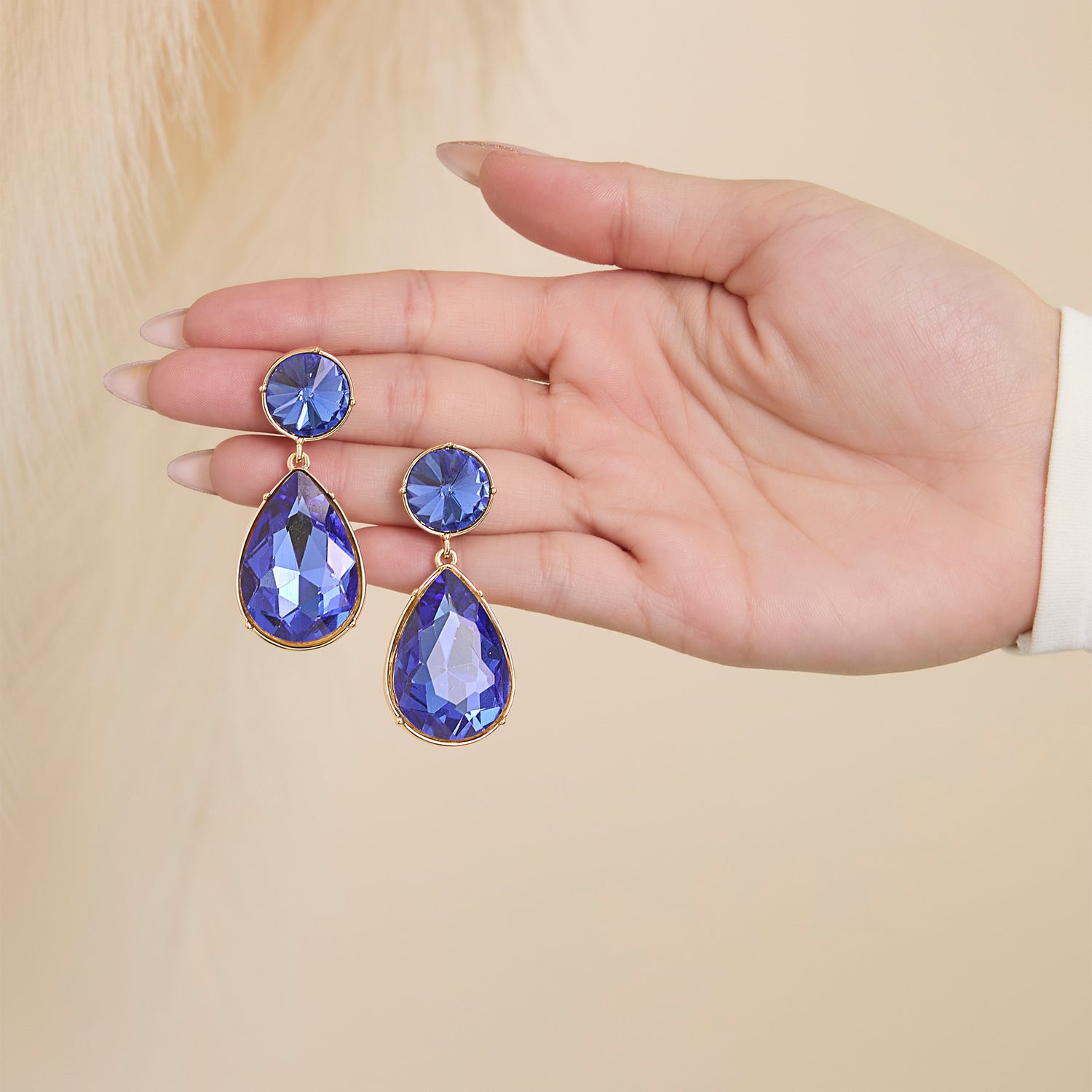 Jessica Simpson Blue Teardrop Statement Earrings