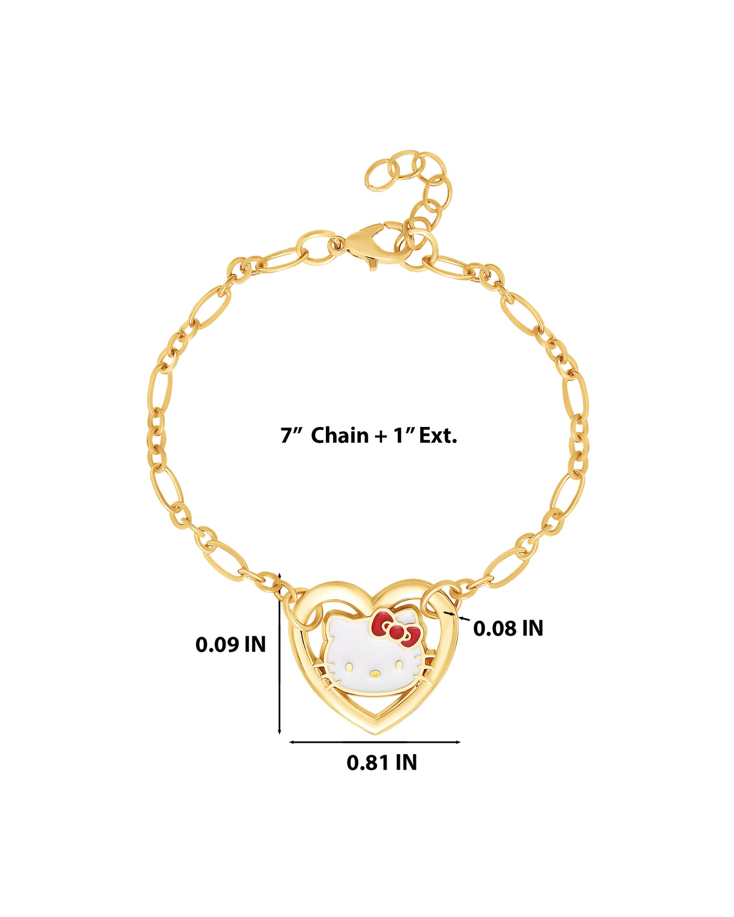 Hello Kitty Heart Link Bracelet in Gold-Tone