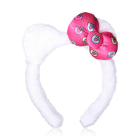 SALLY ROSE Hello Kitty Plush Headband for Official License, Plush White Head Band with Kitty Ears and Pink Bow