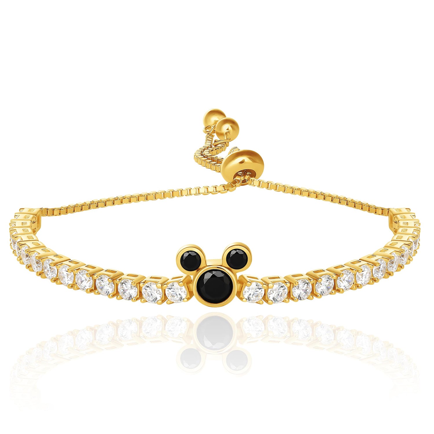 Disney Mickey Mouse Tennis Bracelet Official License, Flash Plated and Cubic Zirconia Bracelet