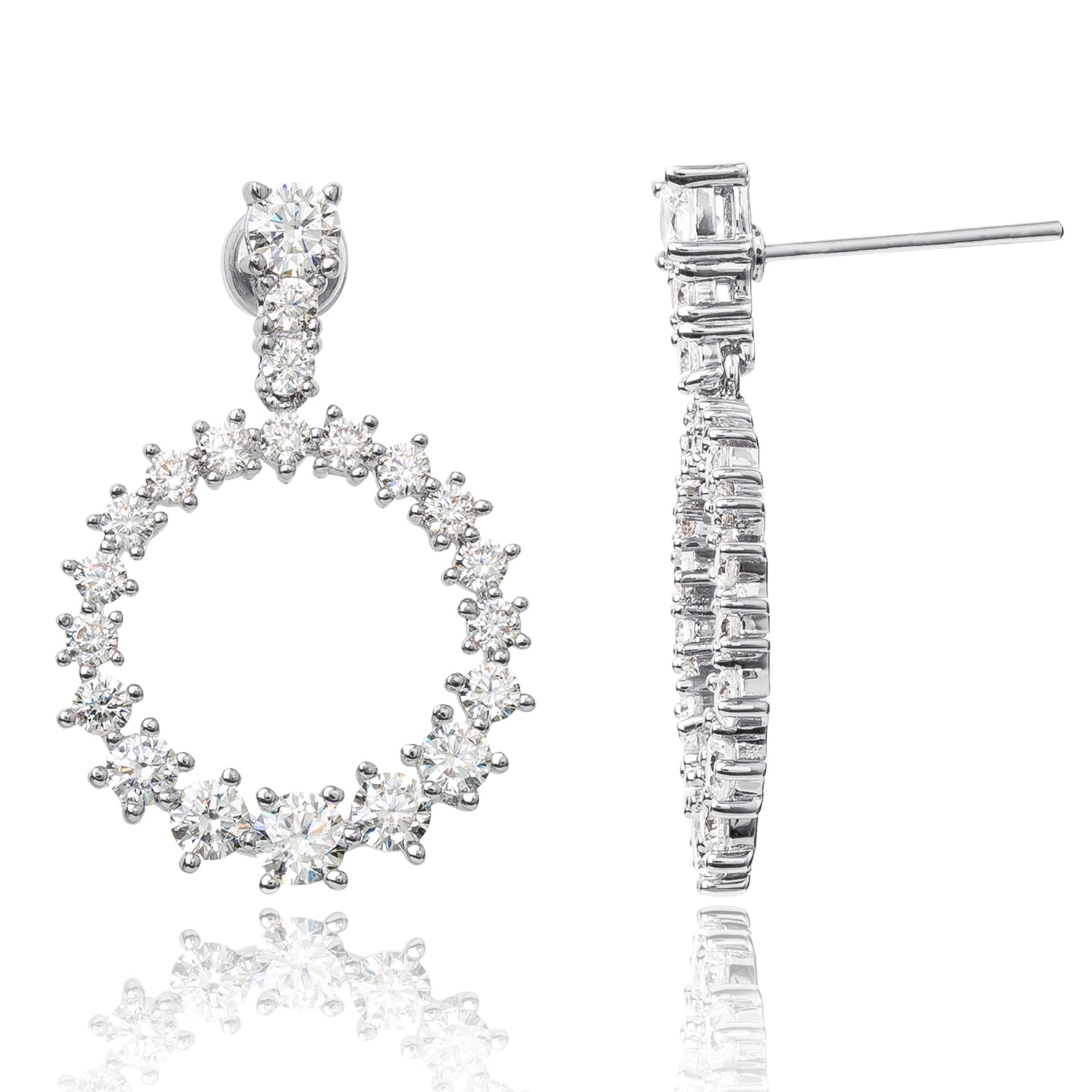 BCBGeneration Crystal Wreath Hoop Earrings, Silver‑Tone Pavé Circles