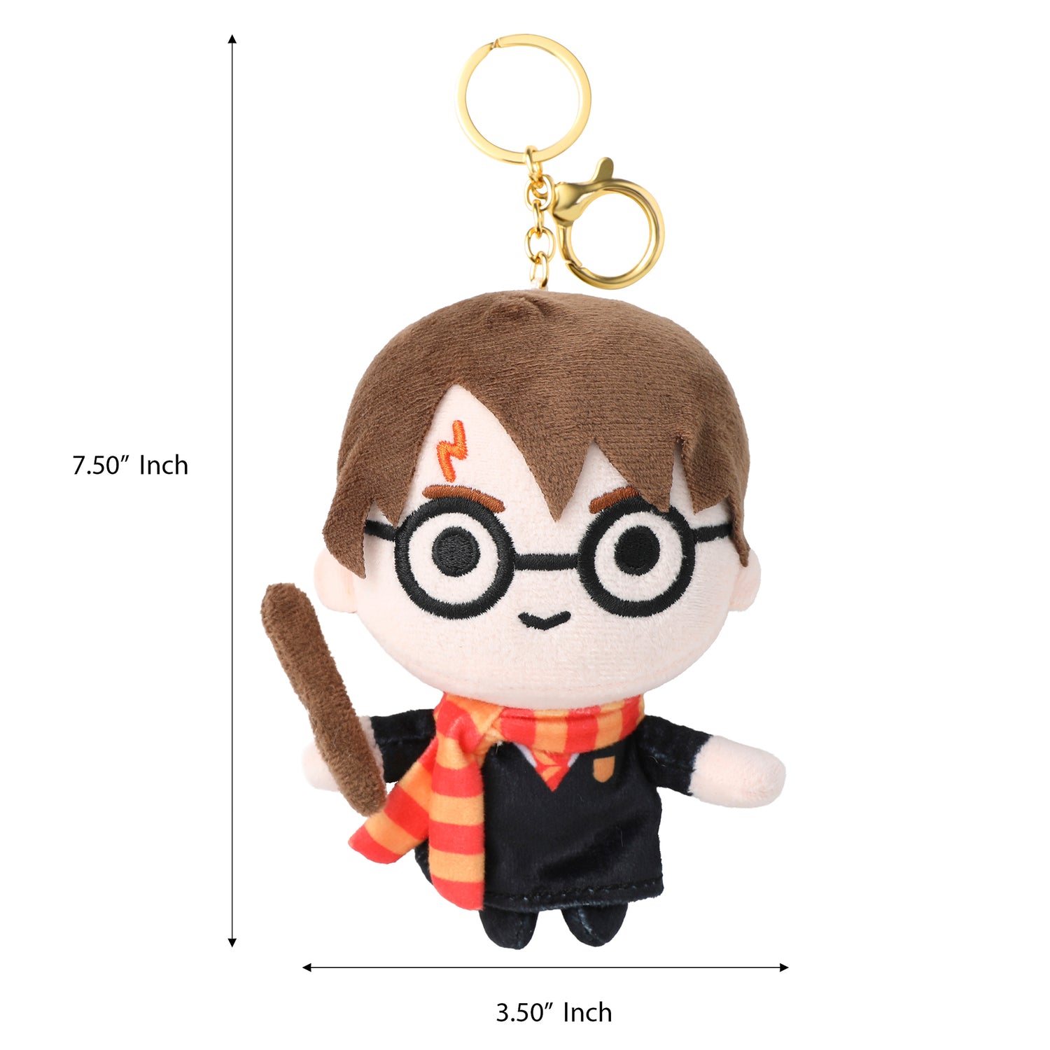 Harry Potter Plush Keychain Bag Charm Official License, Gold-Tone