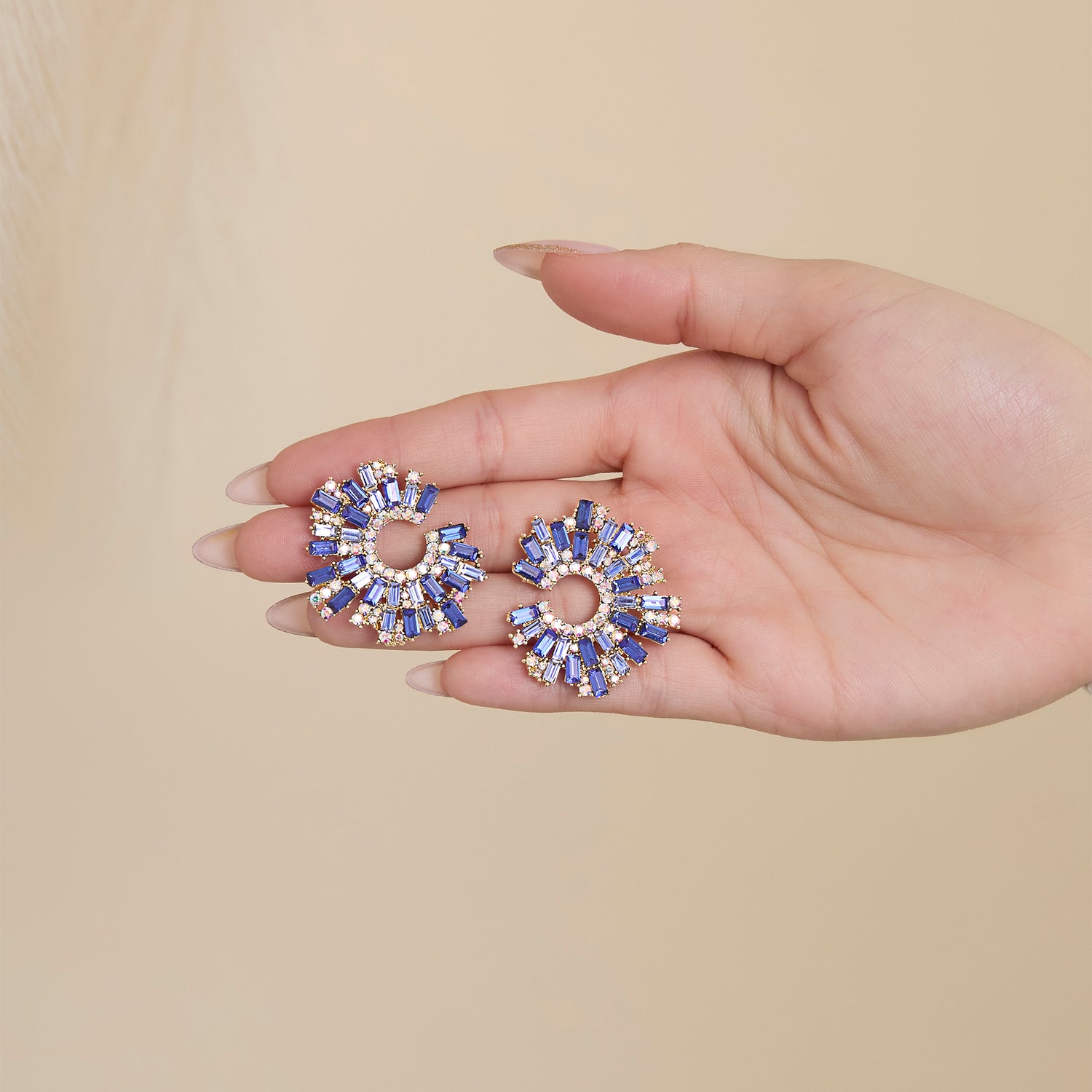 JS Jessica Simpson Royal Radiance Blue Crystal Burst Earrings