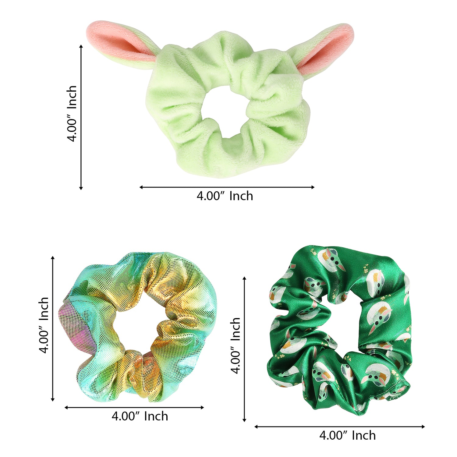 Star Wars Mandalorian Grogu Hair Scrunchies 3-Piece Set Official License