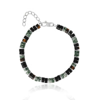 Lucky Brand Mens Mixed Beaded Bracelet, Green & Black, Adjustable