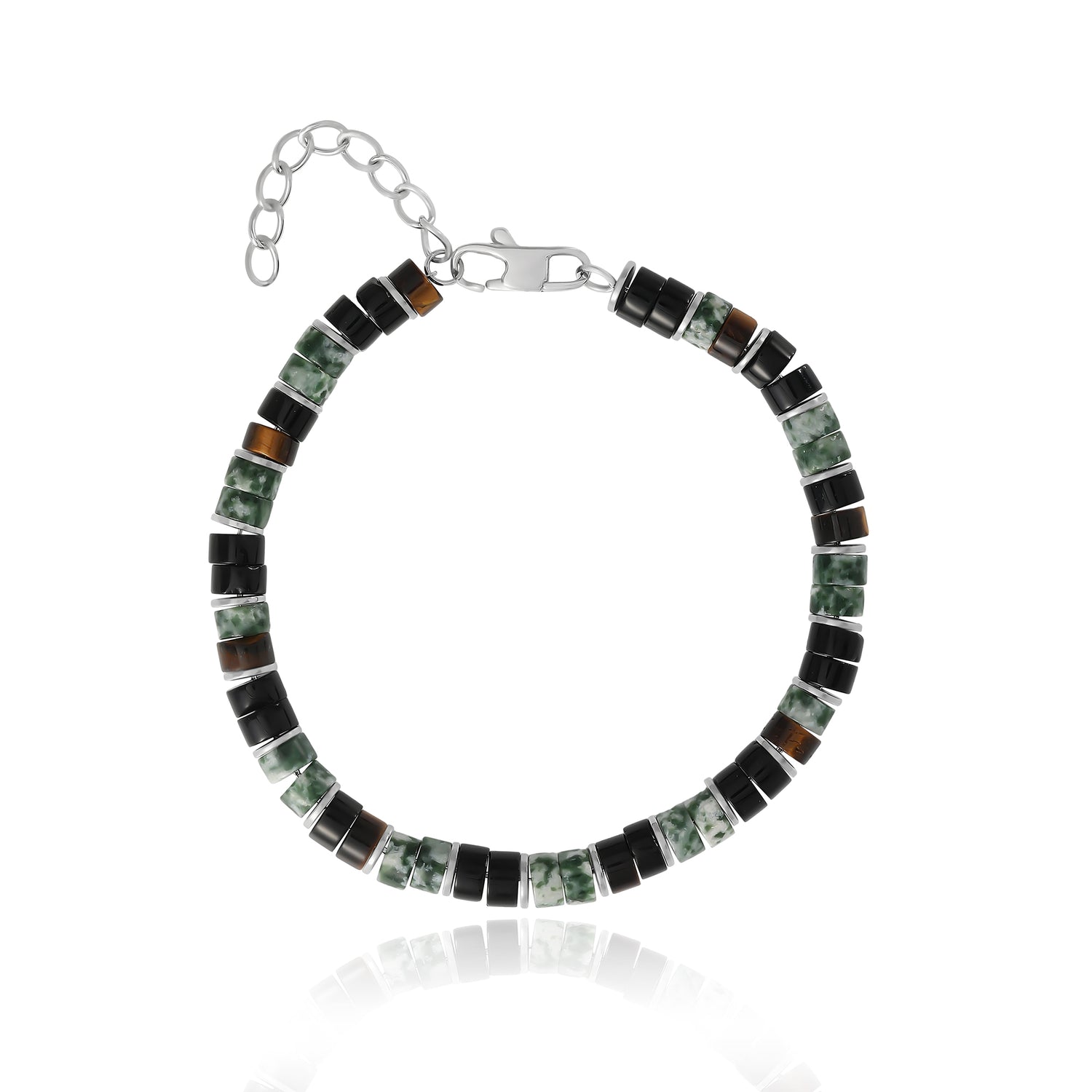 Lucky Brand Mens Mixed Beaded Bracelet, Green & Black, Adjustable
