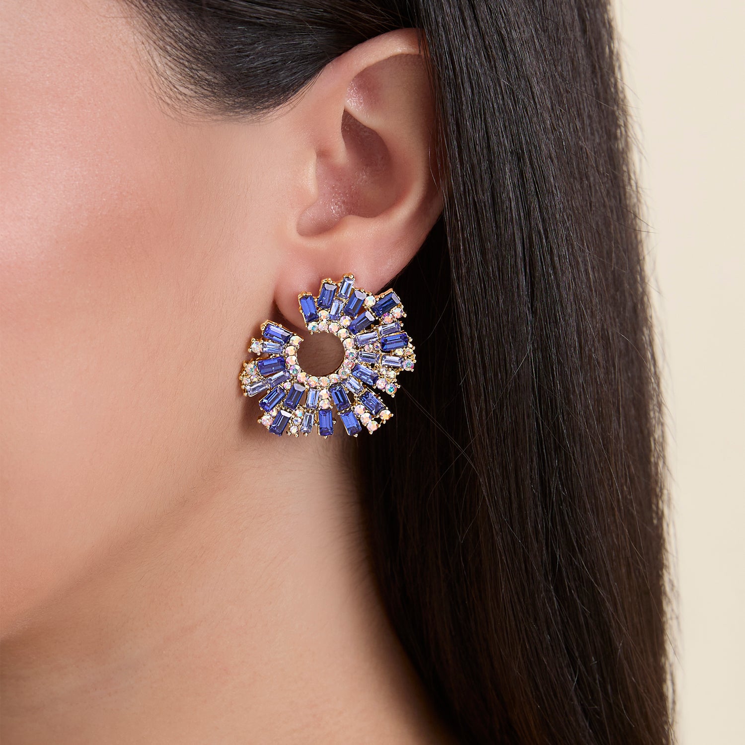 JS Jessica Simpson Royal Radiance Blue Crystal Burst Earrings