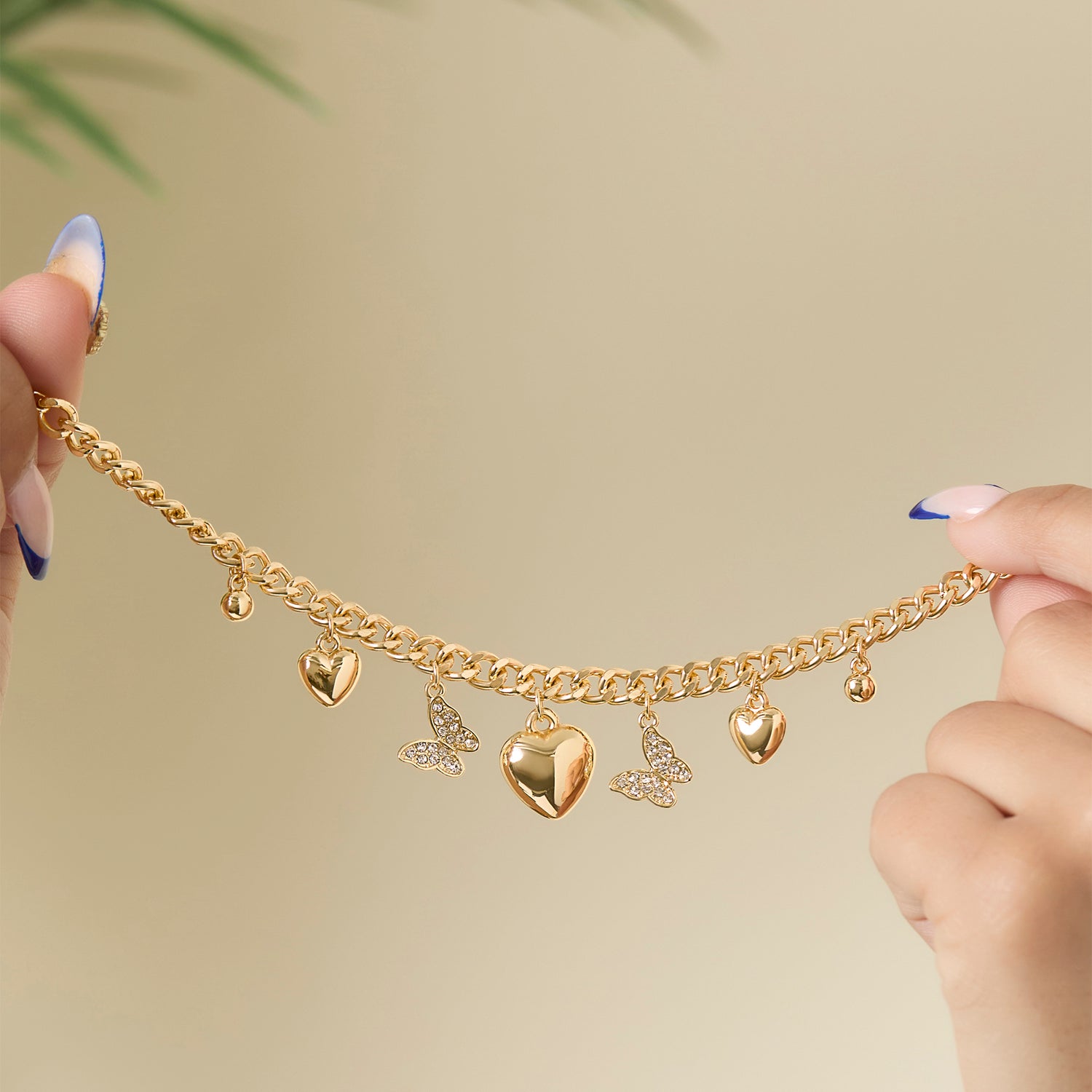 Jessica Simpson Heart & Butterfly Gold-Tone Bracelet