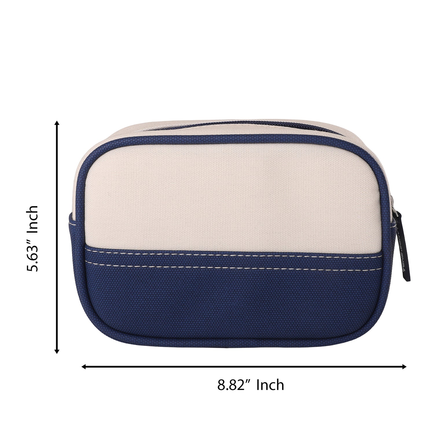Lands' End Medium Rectangular Dopp Kit for Travel, Striped Canvas Toiletry Bag with Top Zip (Navy) - Navy