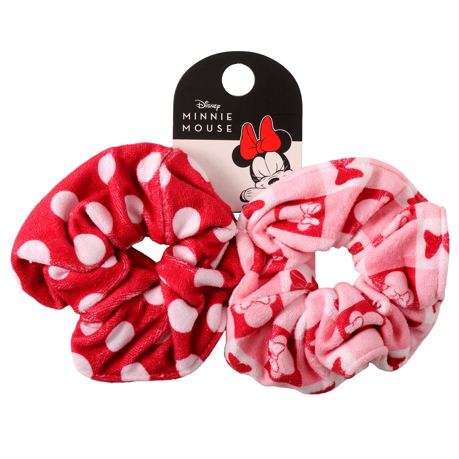 Minnie Mouse Scrunchies 2-Piece Set Official License, Spa Towel Hair Ties