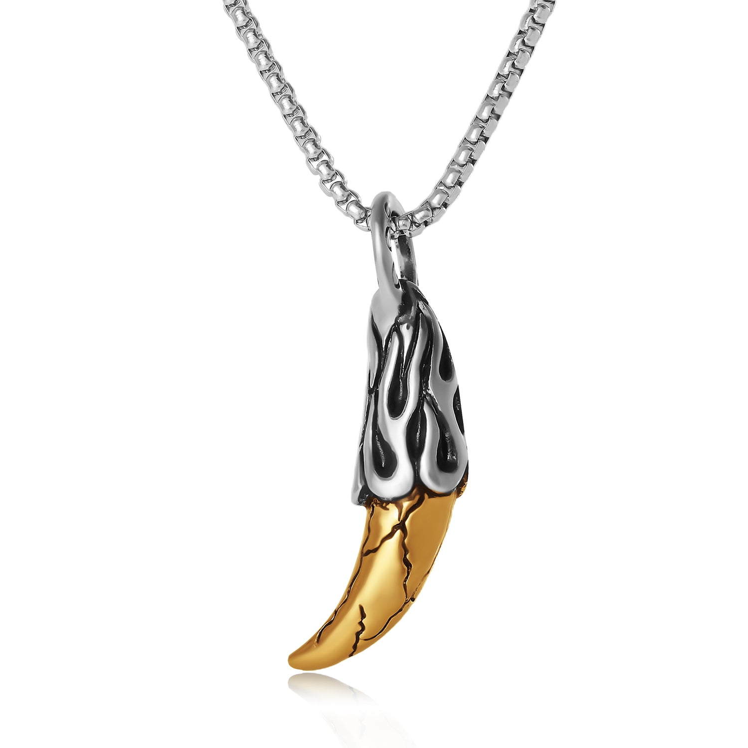 Lucky Brand Men’s Claw Pendant Necklace, Two‑Tone Stainless Steel - 22'' Box Chain
