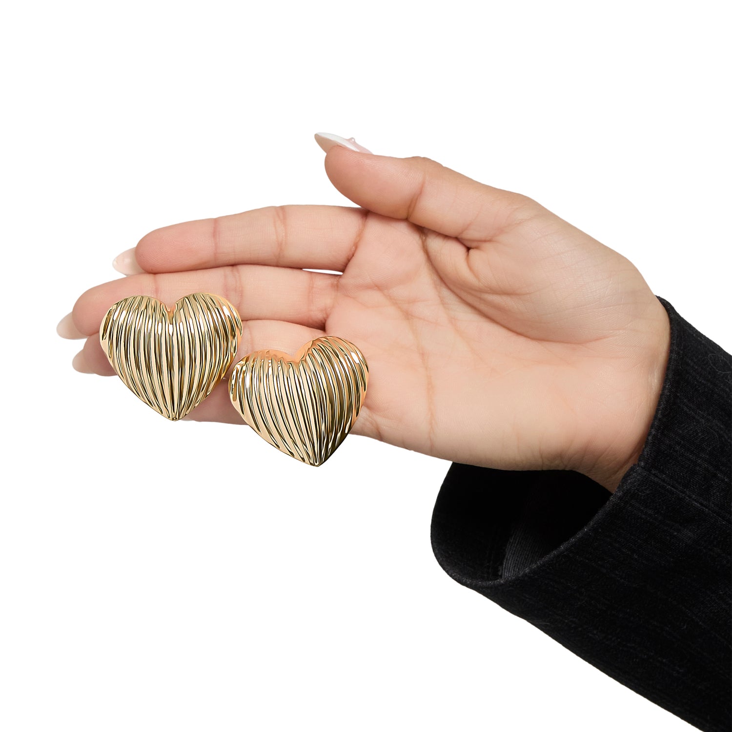 BCBG Generation Ribbed Heart Button Earrings