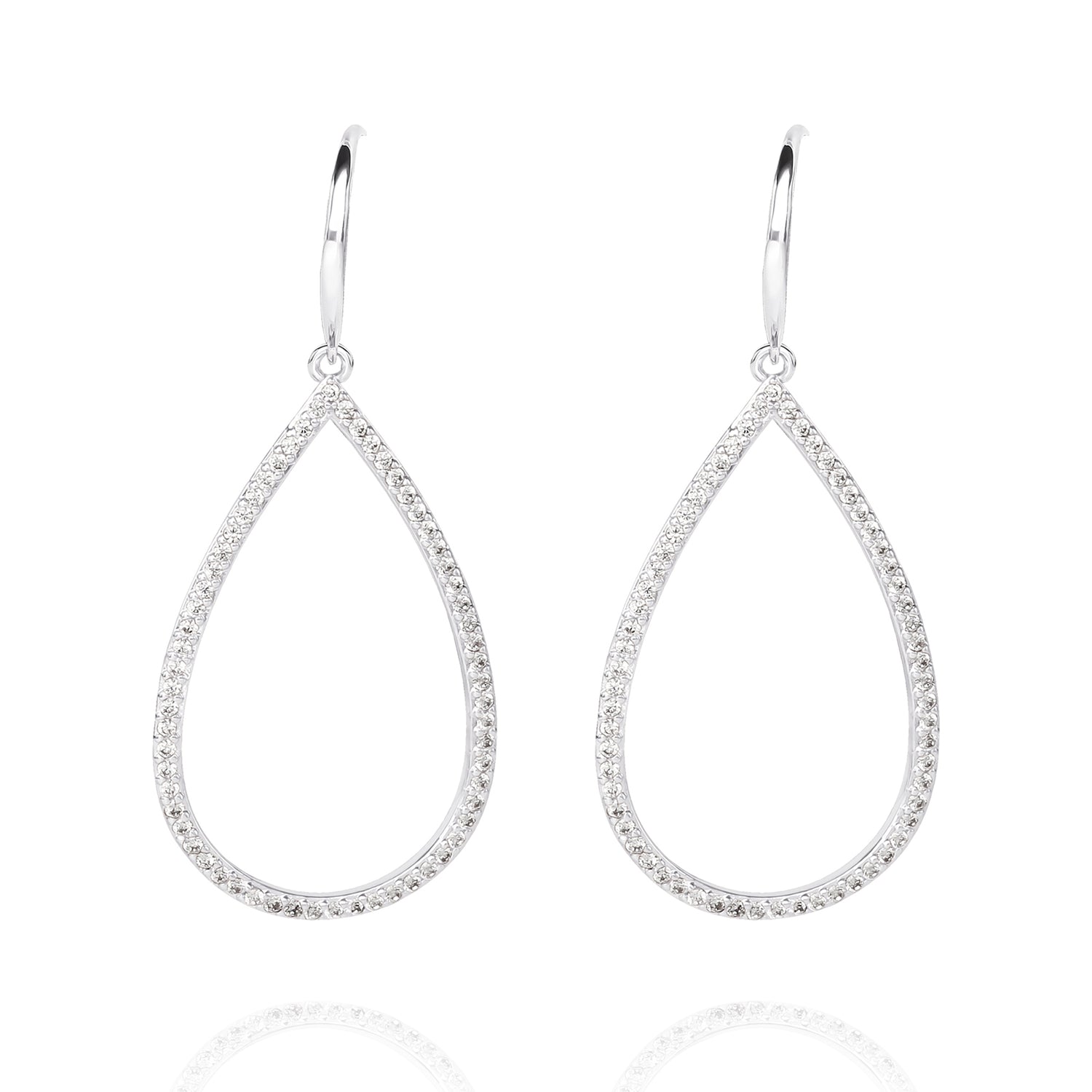 BCBGeneration Teardrop Pavé Outline Earrings, Silver‑Tone Fishhook