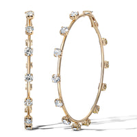 Jessica Simpson Gold-Tone Crystal-Studded Elegant Statement Hoop Earrings