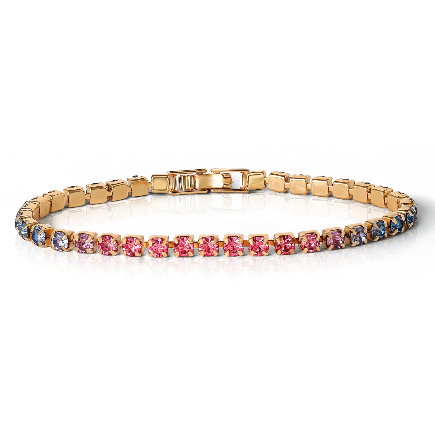 Jessica Simpson Colorful Crystal Tennis Bracelet Set - Sparkling Stackable Bracelets