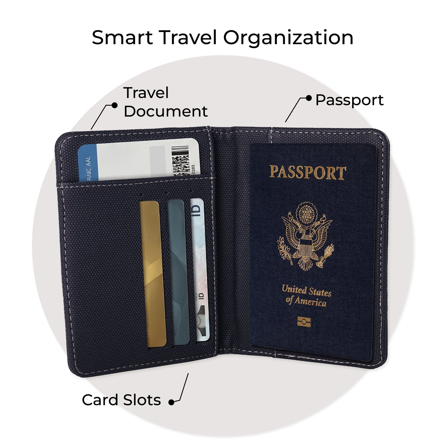 Lands' End Passport Holder for Travel, Passport Cover for Men and Women, Travel Folio (Black) - Black