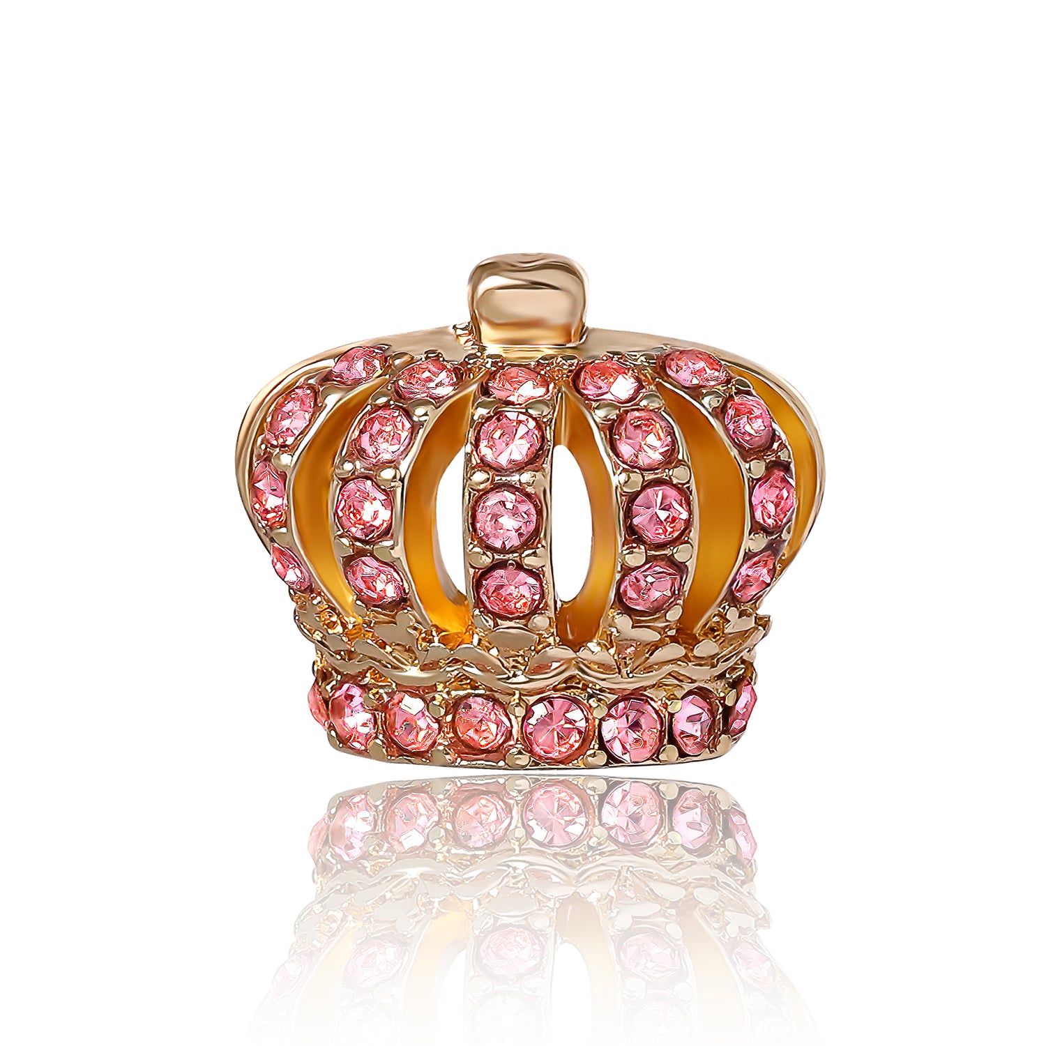 Juicy Couture Necklace and Crown Stud Earrings for Women with Pink Crystals, Gold Tone Jewelry Set