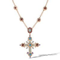 JS Jessica Simpson Crystal Gold Tone Cross Pendant Necklace