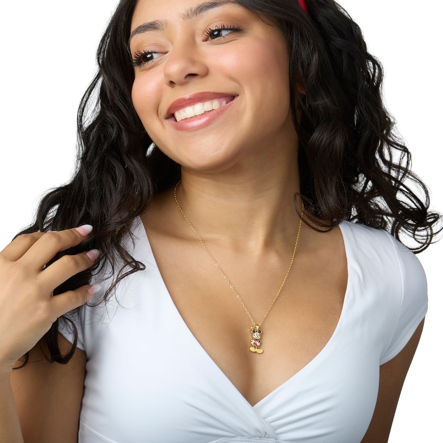 Disney Mickey Mouse Necklace for Women, 18", Enamel-Plated Mickey Pendant