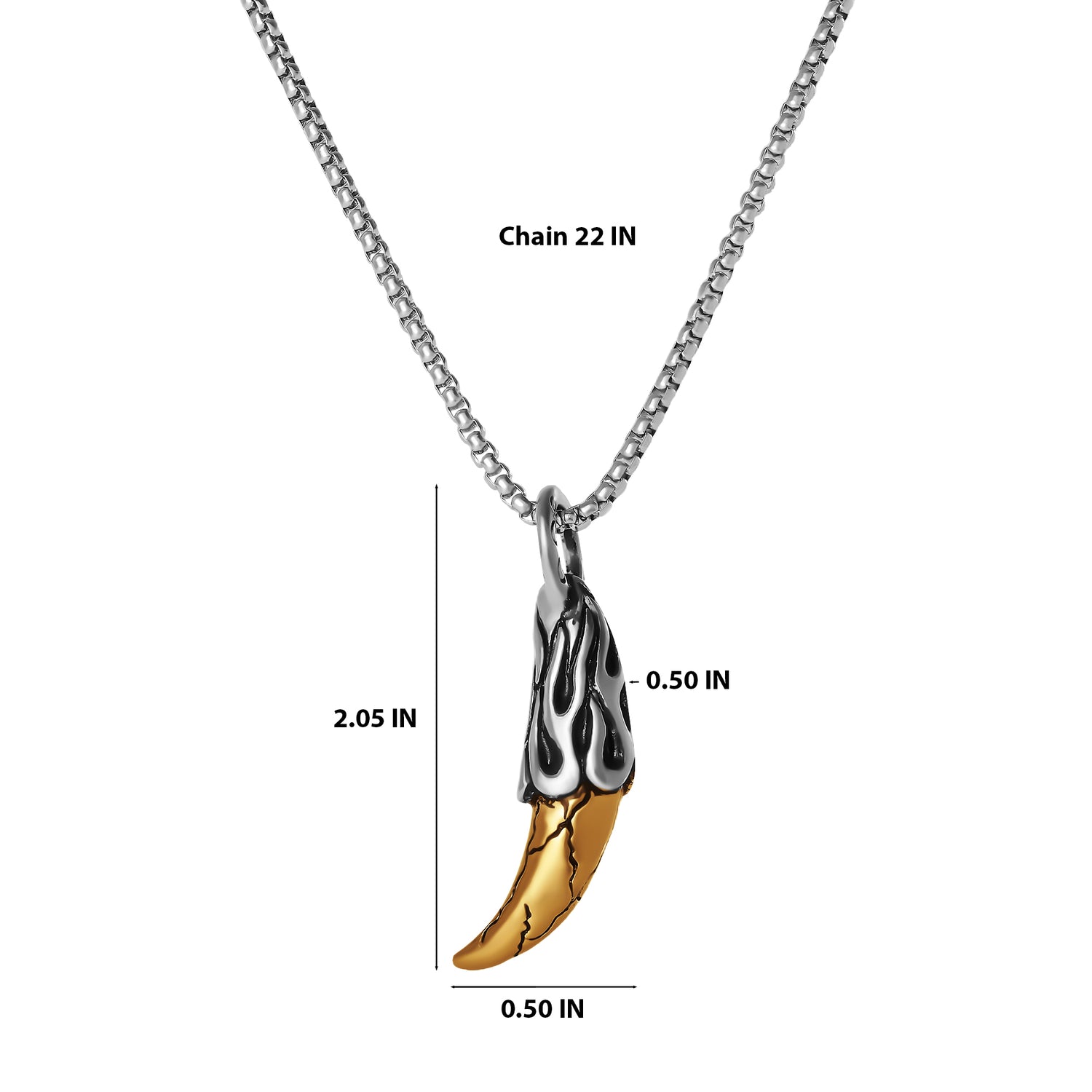Lucky Brand Men’s Claw Pendant Necklace, Two‑Tone Stainless Steel - 22'' Box Chain