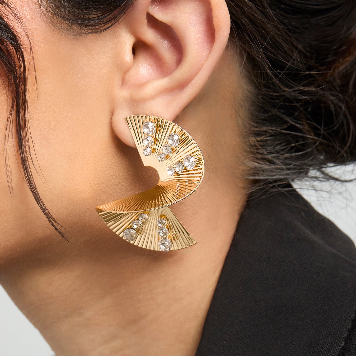 BCBGeneration Sculpted Fan Crystal Earrings