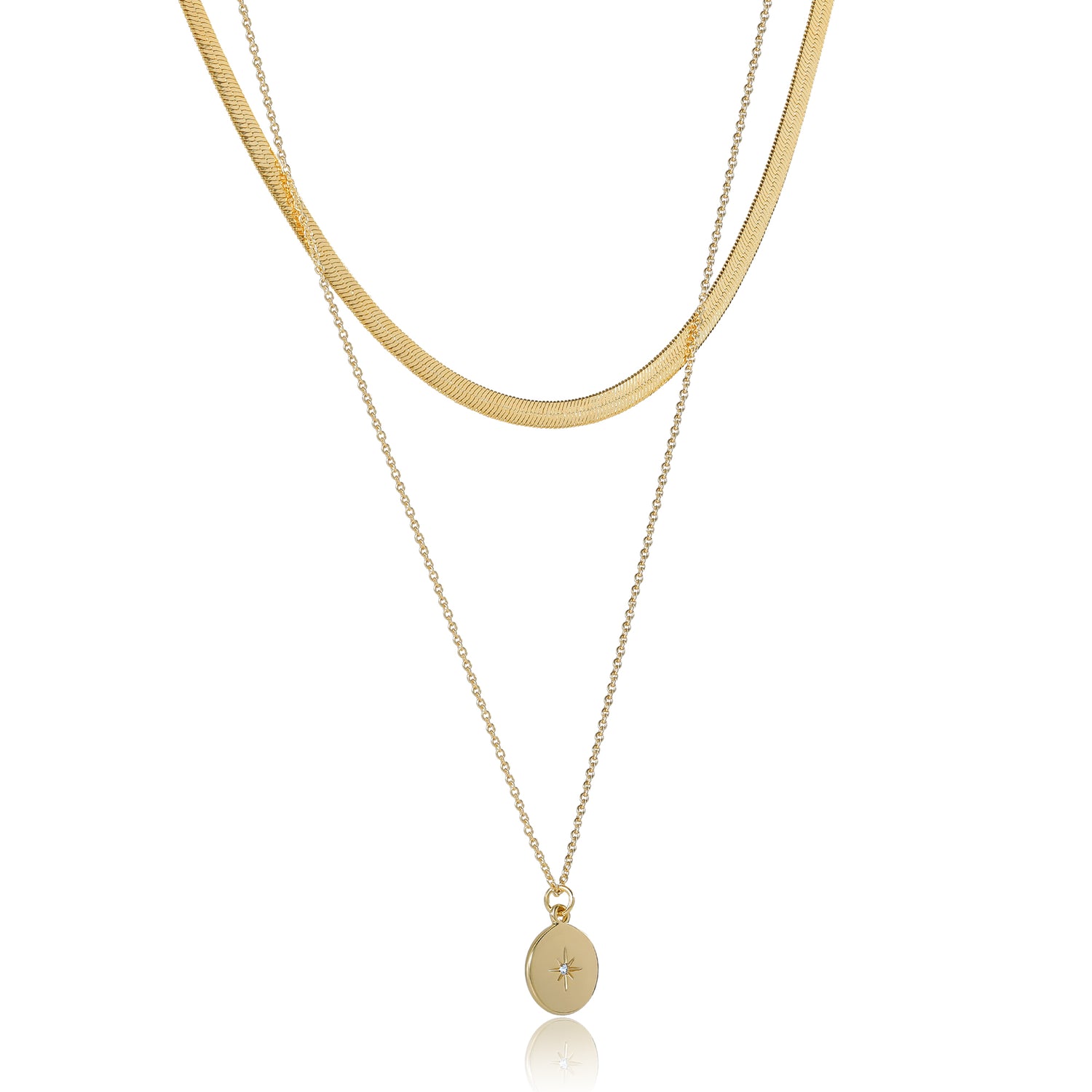 Jessica Simpson Gold-Tone Layered Chain Necklace with Star Pendant