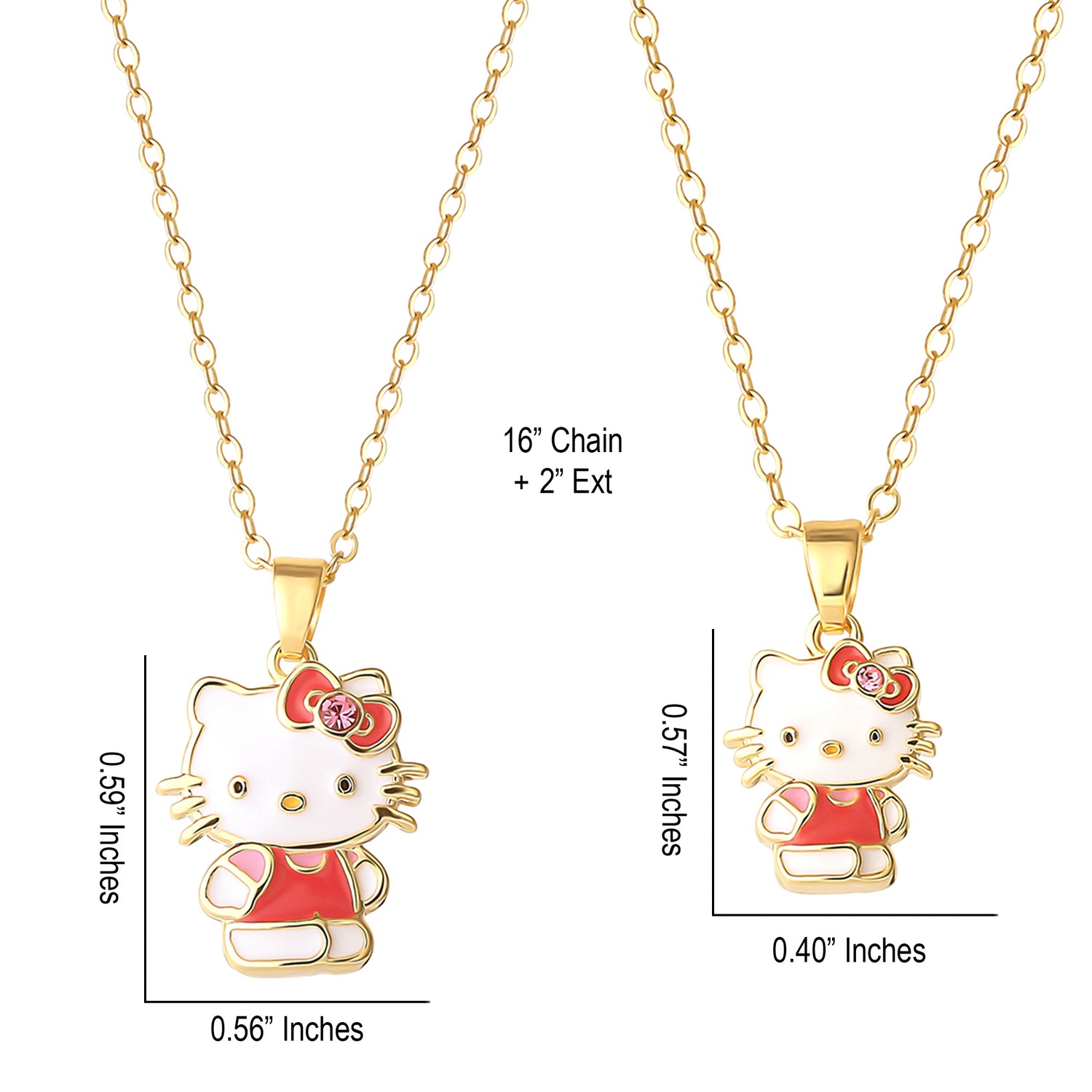 Hello Kitty Mommy and Me Necklaces Set of 2, 16"+2"