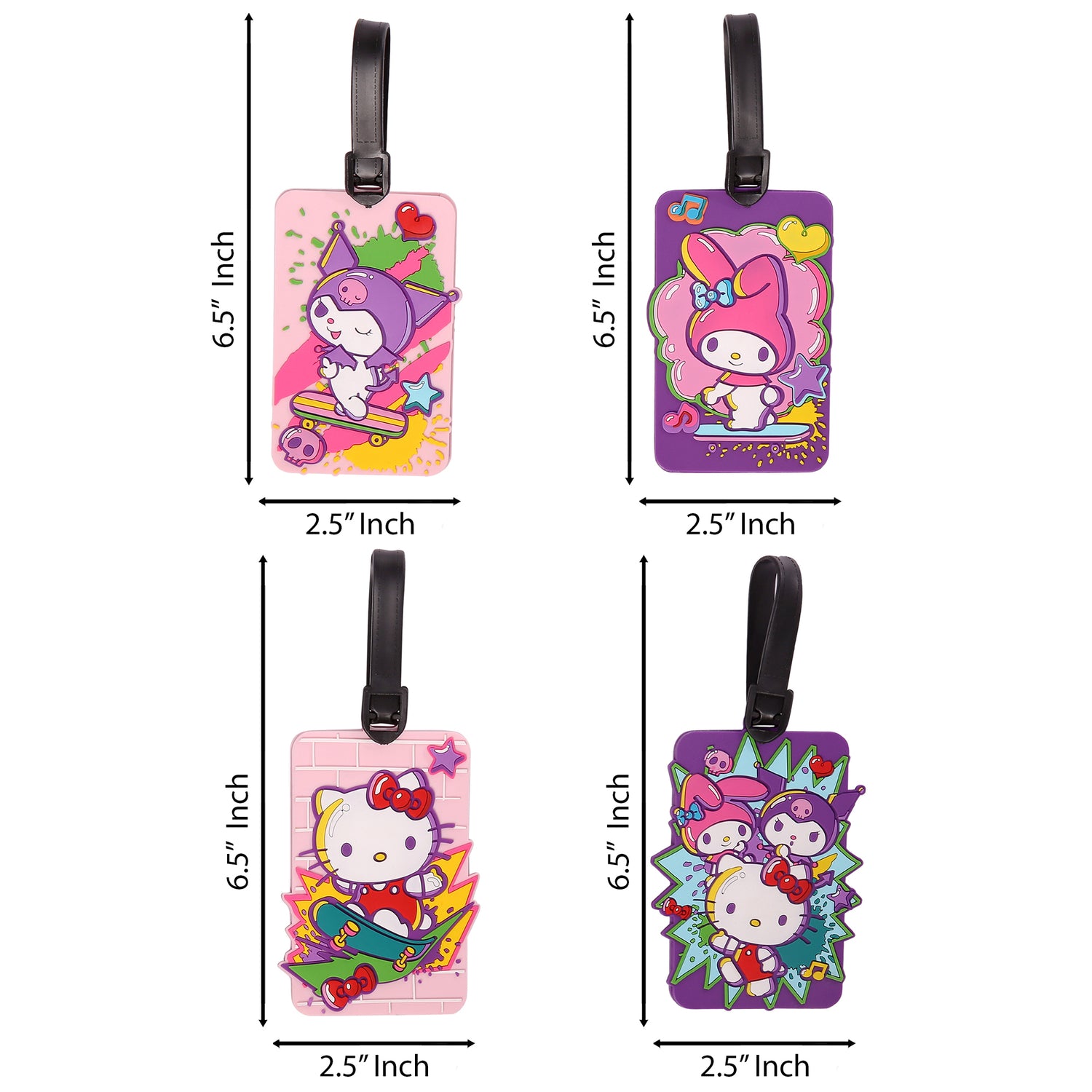Hello Kitty Luggage Tag for Suitcases 4-Pack, Cute Luggage Tags, Sanrio Gifts for Travel