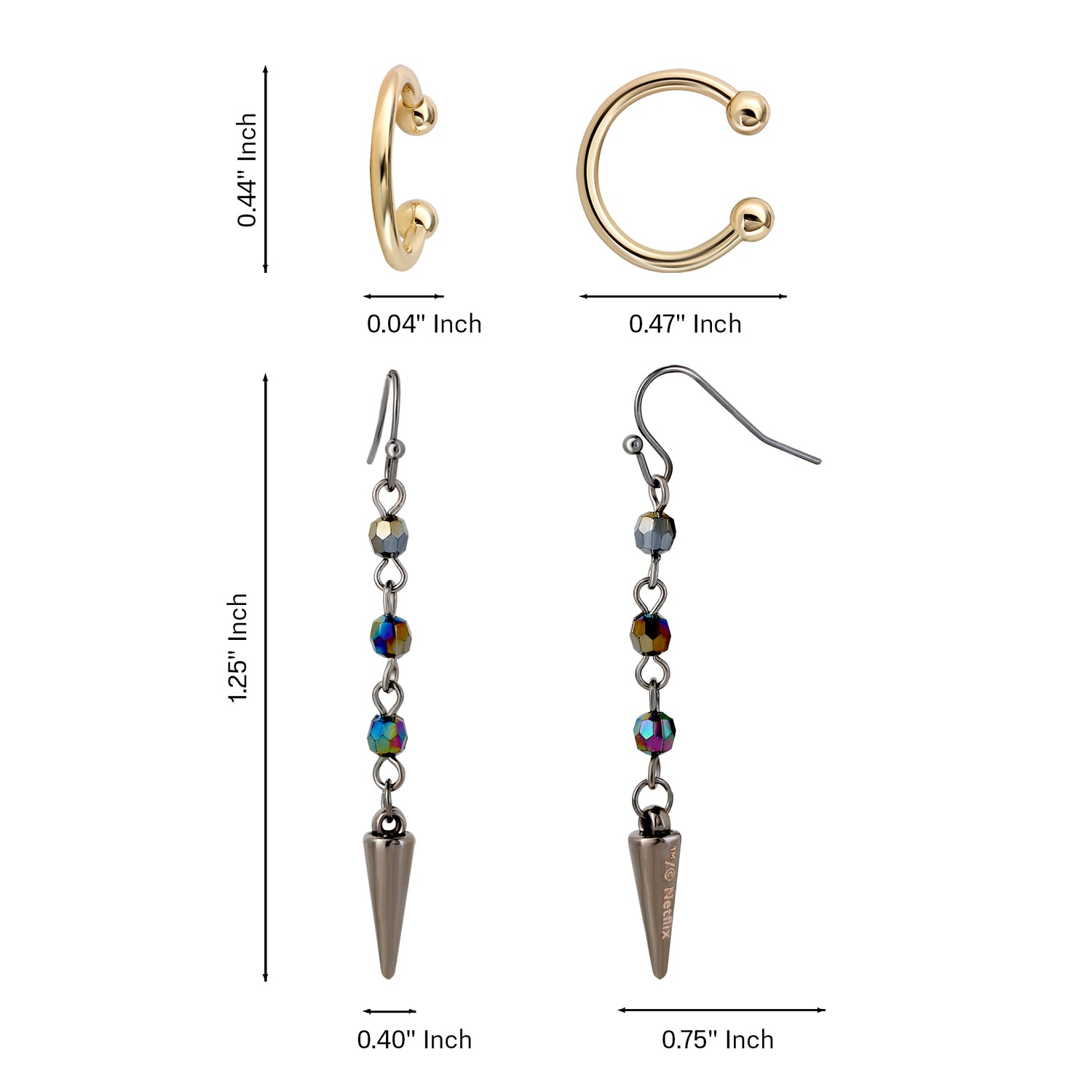 K-Pop Demon Hunters Rumi Ear Cuff & Drop Earrings Official License, Gold-Tone, K-Pop Gifts